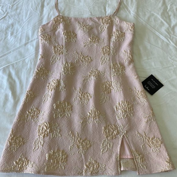 Party-Starter Lavender Pink Floral Jacquard Mini Dress - Picture 4 of 4